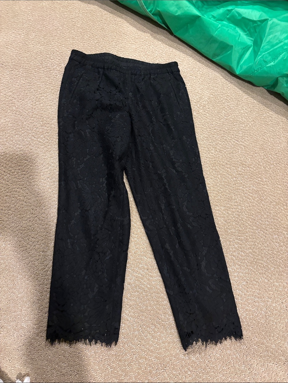 J Crew Black Lace Cropped Pants